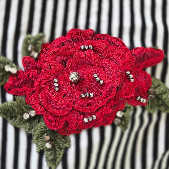 Beautiful Tricotto Striped Tunic with Floral Embellishment - Picture 3 of 7